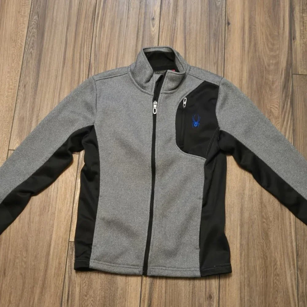 Kids SPYDER‎ Jacket Gray/Black Blue Logo Size S (7/8) EUC